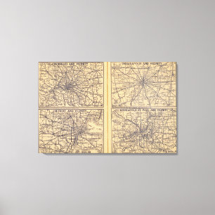 Cincinnati, Detroit, Indianapolis Canvas Print
