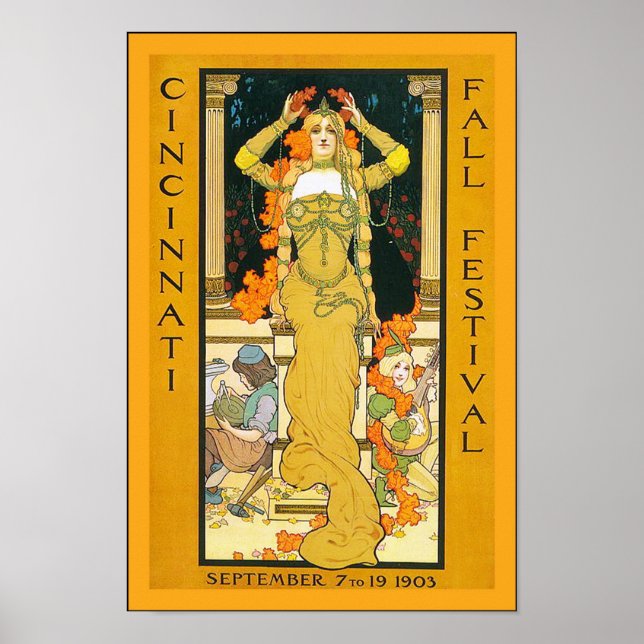 Cincinnati Fall Festival ~ Poster Vintage voyage (Devant)