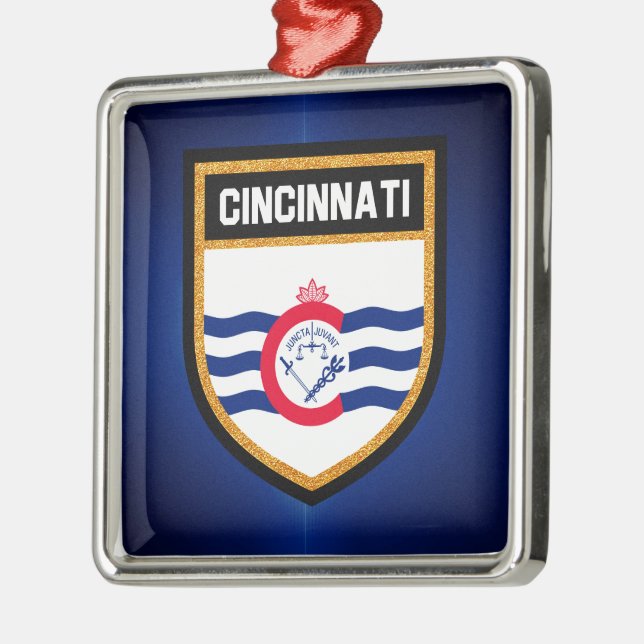 Cincinnati Flag Metal Ornament (Left)
