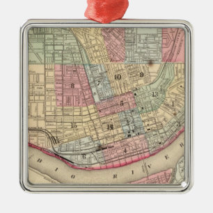 Cincinnati Map by Mitchell Metal Ornament