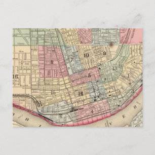 Cincinnati Map by Mitchell Postcard