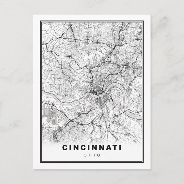 Cincinnati Map Holiday Postcard (Front)