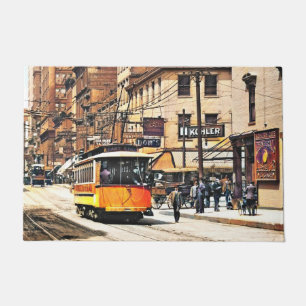 Cincinnati OH - 4th and Main Streets with Trolley Doormat