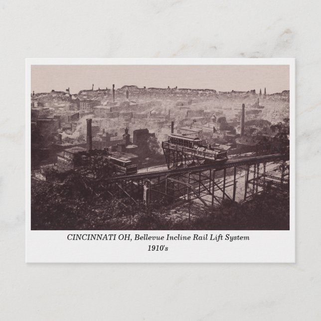 Cincinnati OH, Rail Lift System old postcard (Front)
