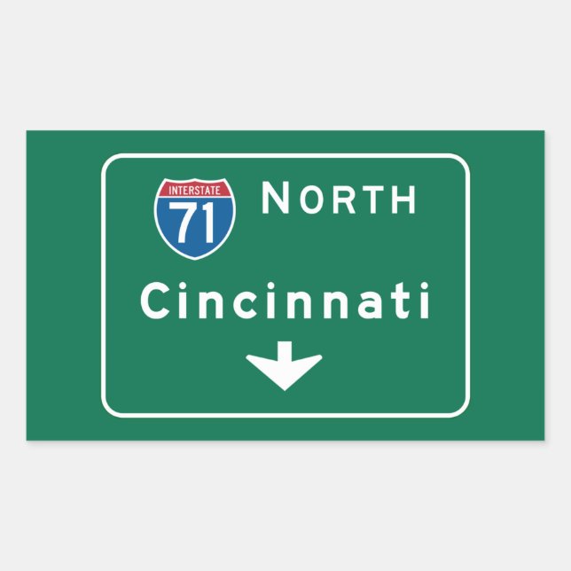 Cincinnati, OH Road Sign Sticker (Front)