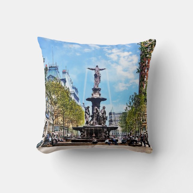 Cincinnati OH - Tyler-Davidson Fountain c1906 Throw Pillow (Front)