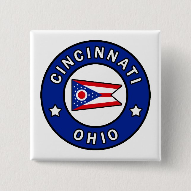 Cincinnati Ohio 2 Inch Square Button (Front)