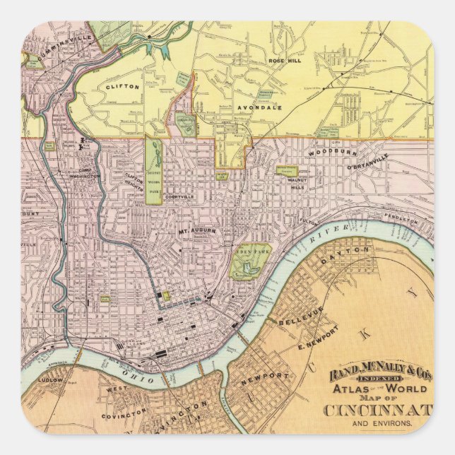 Cincinnati, Ohio 2 Square Sticker (Front)