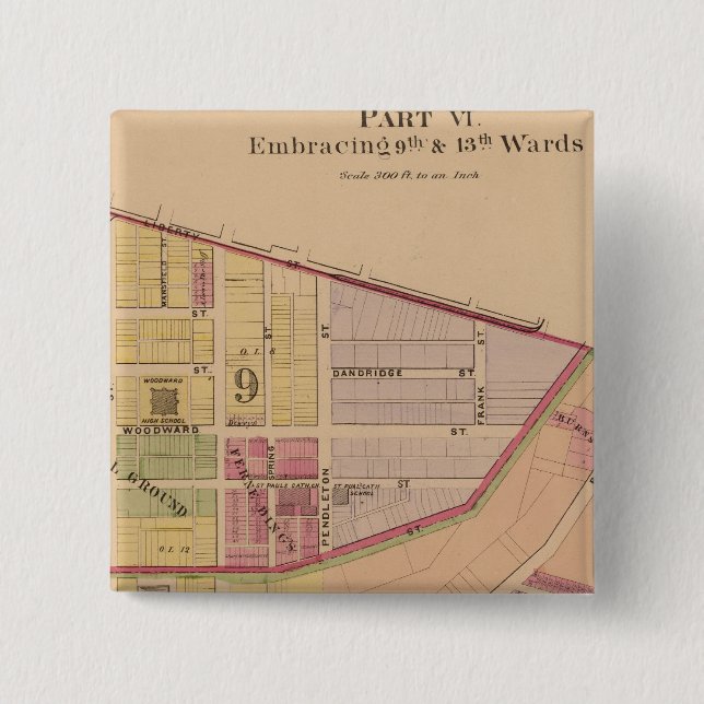 Cincinnati, Ohio 8 2 Inch Square Button (Front)