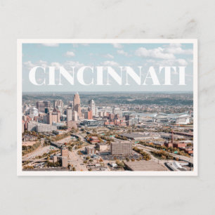 Cincinnati Ohio Aerial Skyline Downtown Photo  Postcard