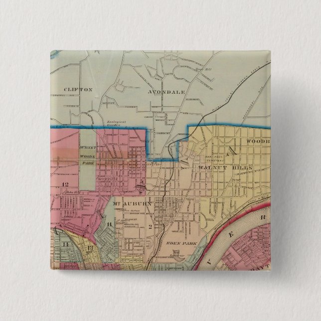 Cincinnati, Ohio and vicinity 2 Inch Square Button (Front)