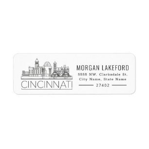 Cincinnati, Ohio   Bold Stylized Skyline  