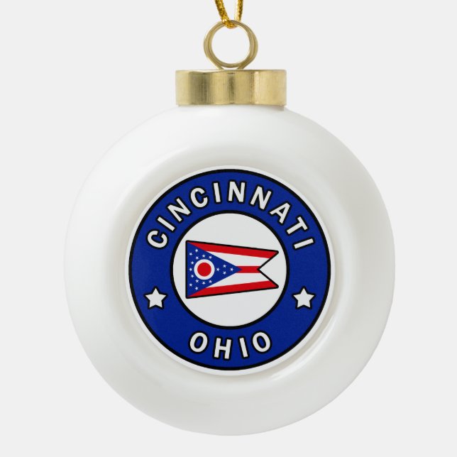 Cincinnati Ohio Ceramic Ball Christmas Ornament (Front)