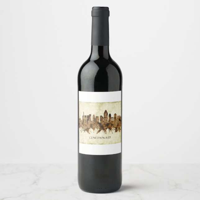Cincinnati Ohio Cityscape Wine Label (Front)