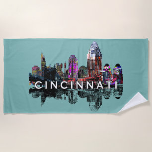 Cincinnati, Ohio covered in graffiti  Beach Towel