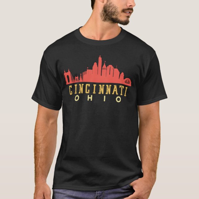 Cincinnati Ohio Downtown City yline 70S 80S funny T-Shirt (Front)