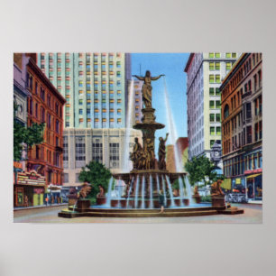 Cincinnati Ohio Fountain Square Poster