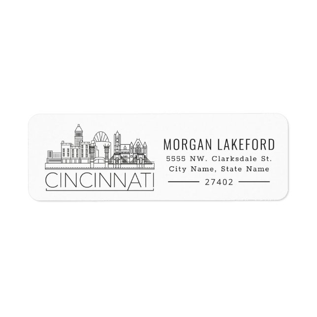 Cincinnati, Ohio | Gras Stylisé Skyline | (Devant)