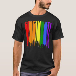 Cincinnati Ohio LGBTQ Gay Pride Rainbow Skyline T-Shirt