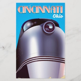 Cincinnati, Ohio Locomotive travel poster. Stationery