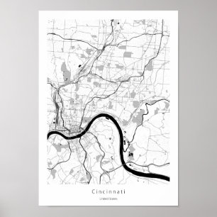 Cincinnati Ohio Modern Minimal Simple Map Poster