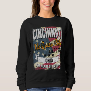 Cincinnati Ohio Oh Distressed American Flag State  Sweatshirt