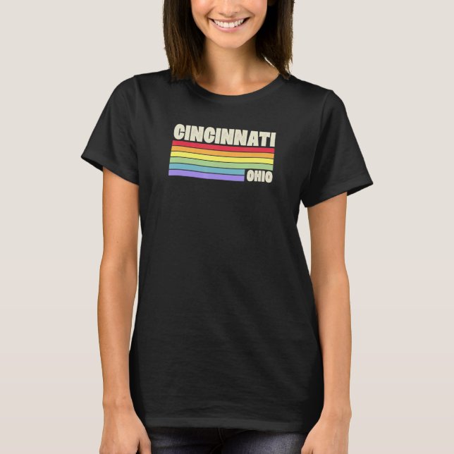 Cincinnati Ohio Pride Rainbow Flag Gay Pride Merch T-Shirt (Front)