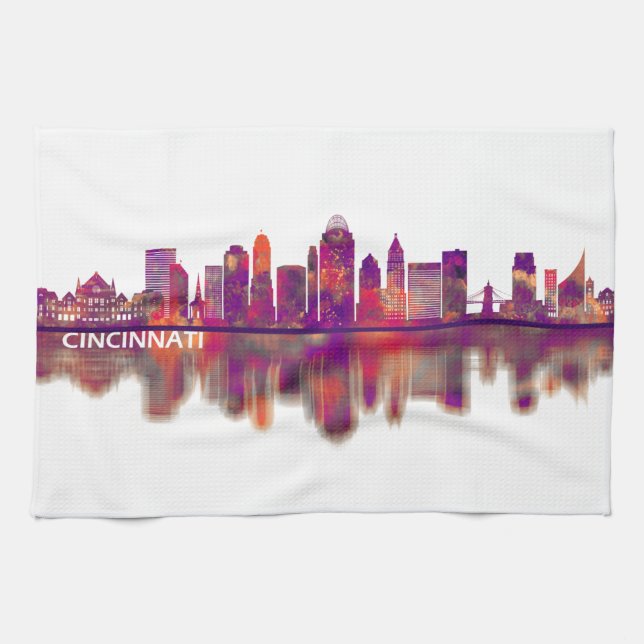 Cincinnati Ohio Skyline Kitchen Towel (Horizontal)