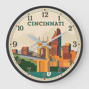 Cincinnati Ohio Skyline Large Clock