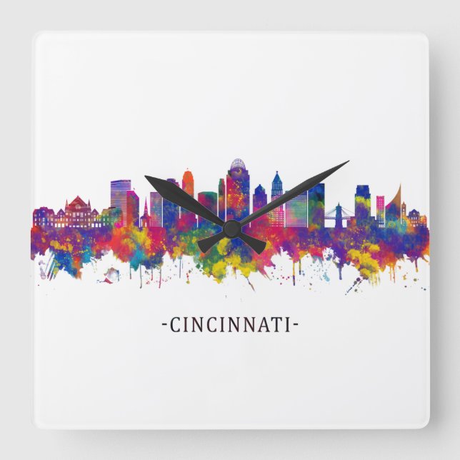 Cincinnati Ohio Skyline Square Wall Clock (Front)