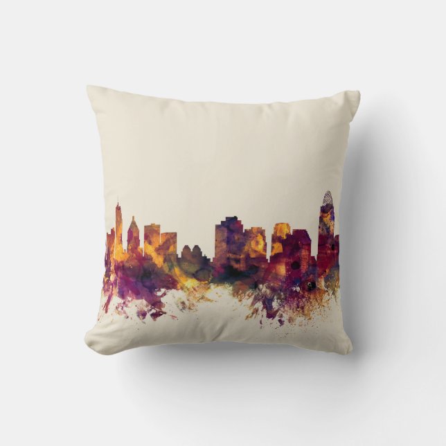 Cincinnati Ohio Skyline Throw Pillow (Front)