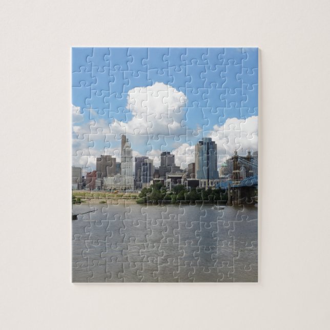 Cincinnati, Ohio skyline with the Ohio River Jigsaw Puzzle (Vertical)