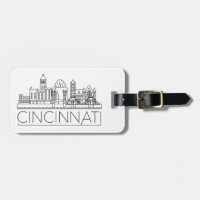 Cincinnati, Ohio Stylized Skyline Luggage Tag