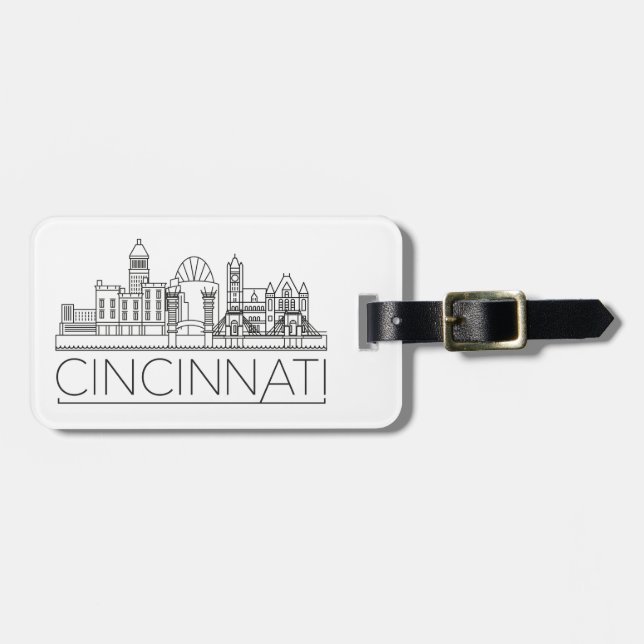 Cincinnati, Ohio Stylized Skyline Luggage Tag (Front Horizontal)