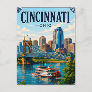 🌉 Cincinnati Ohio Vacation Memory Riverfront 🌉 Postcard