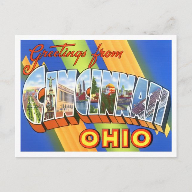 Cincinnati, Ohio Vintage Big Letters Postcard (Front)