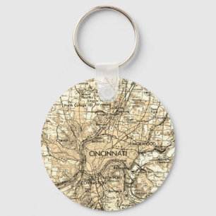 Cincinnati Ohio Vintage Map Keychain