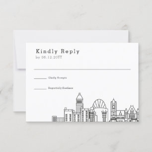 Cincinnati, Ohio Wedding   Stylized Skyline RSVP Card