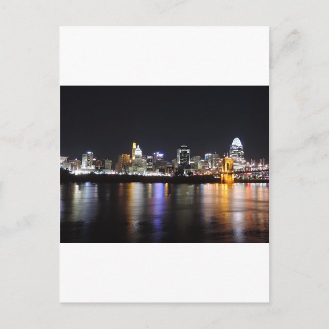 Cincinnati skyline at night postcard (Front)