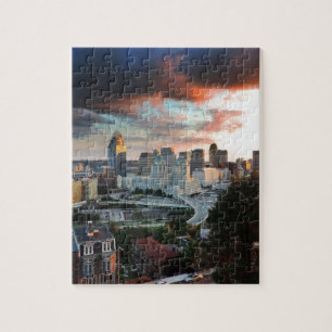 Cincinnati skyline at sunset jigsaw puzzle