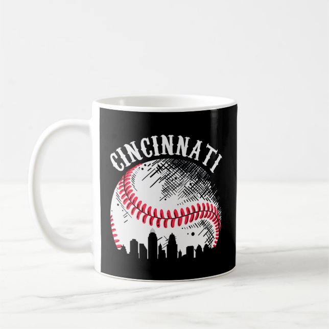 Cincinnati Skyline City Baseball Met At Gameday Coffee Mug (Left)