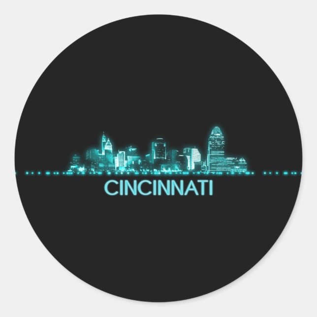 Cincinnati Skyline Classic Round Sticker (Front)