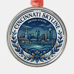 Cincinnati Skyline Ohio Metal Ornament