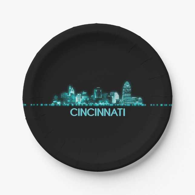 Cincinnati Skyline Paper Plate (Front)