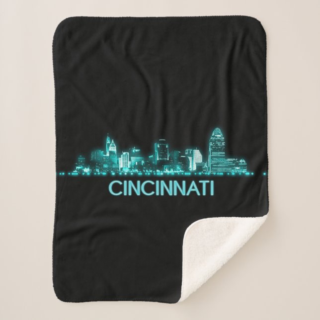 Cincinnati Skyline Sherpa Blanket (Front)