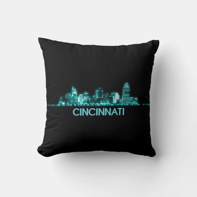 Cincinnati Skyline Throw Pillow (Front)