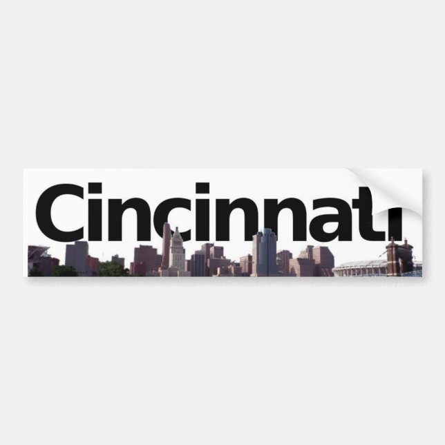 Cincinnati Skyline with Cincinnati in the sky Bumper Sticker (Front)
