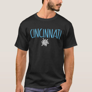 Cincinnati Snowflake Light Blue Text T-Shirt