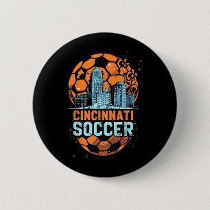 Cincinnati Soccer City Skyline Cool Cincy 513  2 Inch Round Button