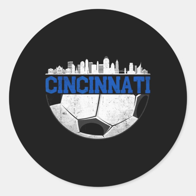 Cincinnati Soccer Distressed Cincy nati  Classic Round Sticker (Front)
